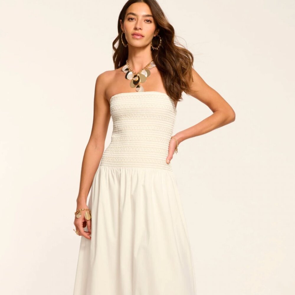 NWT Ramy Brook Jace Cotton Poplin Smocked Maxi Dress Size XS